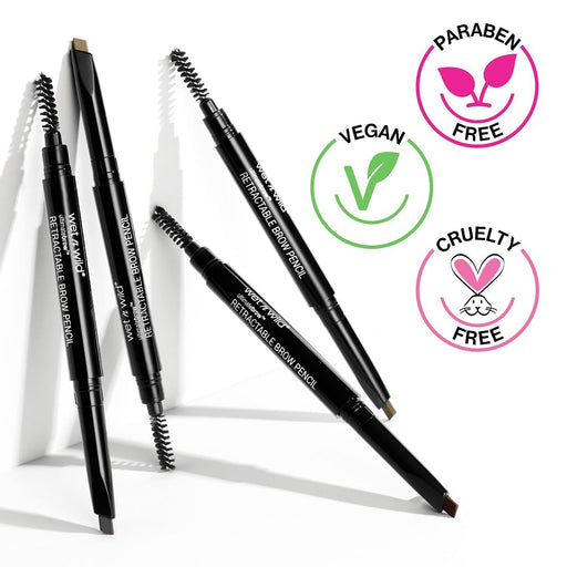 Wet N Wild Ultimate Eyebrow Retractable Definer Pencil, Medium Brown, Dual-Sided Brow Brush, Fine Tip, Shapes, Defines, Fills Brow Makeup
