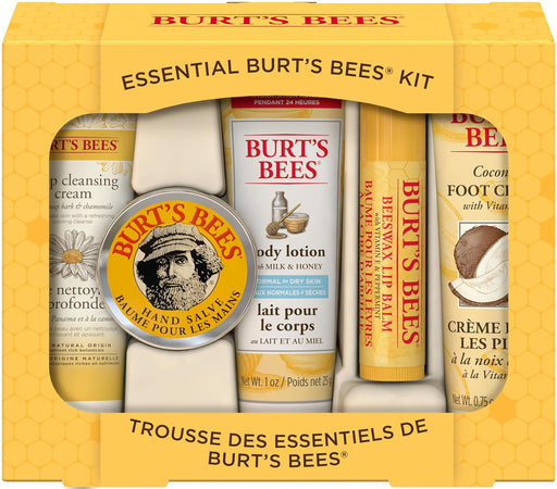 Burt'S Bees Teacher Appreciation & Graduation Gifts Ideas - Essential Everyday Beauty Set, 5 Travel Size Products - Deep Cleansing Cream, Hand Salve, Body Lotion, Foot Cream and Lip Balm
