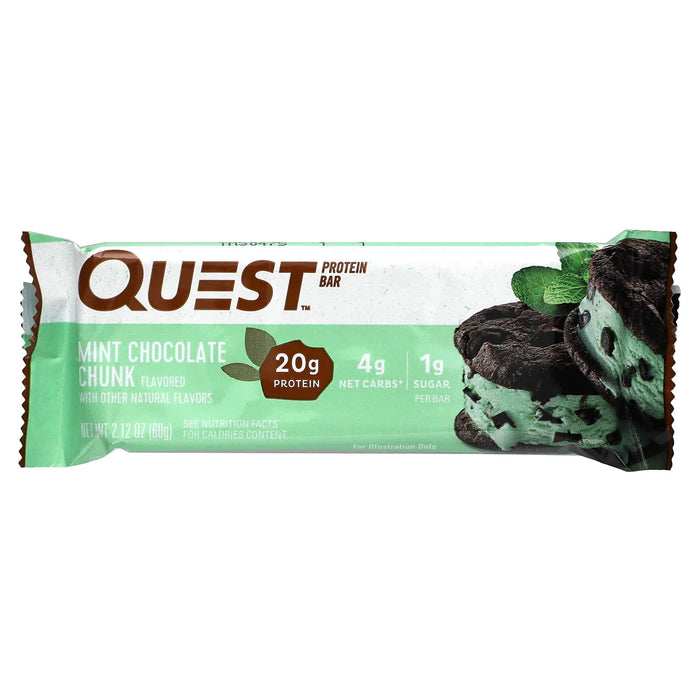 Quest Nutrition, Protein Bar, Mint Chocolate Chunk, 12 Bars, 2.12 oz (60 g) Each