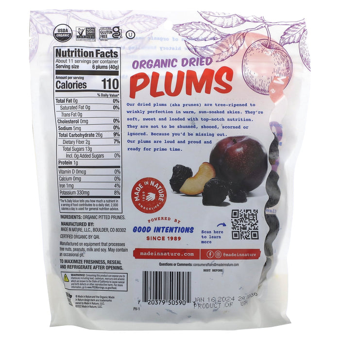 Made in Nature, Organic Dried Plums, Well Pruned Supersnacks, 6 oz (170 g)