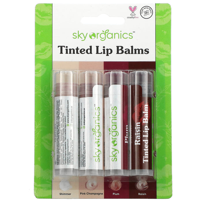 Sky Organics, Tinted Lip Balms, 4 Pack Set, 0.15 oz (4.25 g) Each