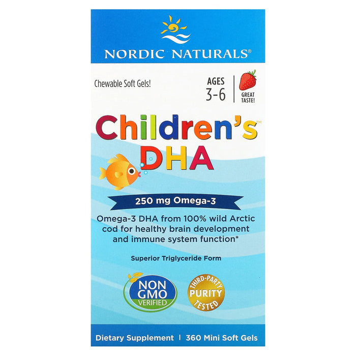 Nordic Naturals, Children's DHA, Ages 3-6, Strawberry, 90 Mini Soft Gels