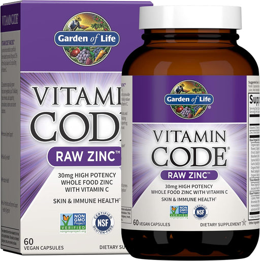 Garden of Life Zinc Supplements 30Mg High Potency Raw Zinc and Vitamin C Multimineral Supplement, Vitamin Code / Trace Minerals & Probiotics for Skin Health & Immune Support (Packaging May Vary)