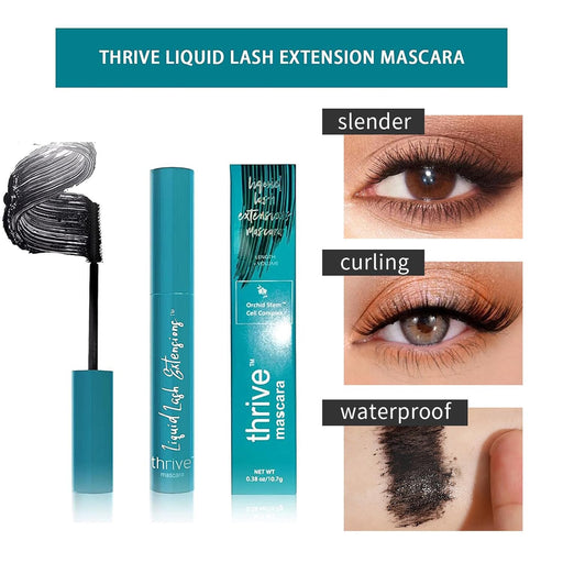 Thrive Mascara Liquid Lash Extensions Mascara Rich-Black Long Lasting Mascara Black Volume Thick and Slender Smudge-Proof 0.38 OZ 1 Pack
