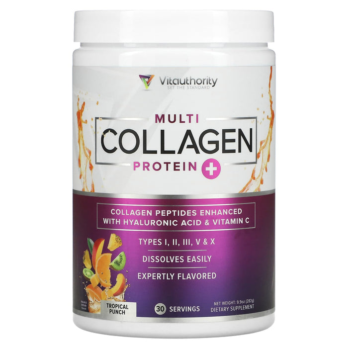 Vitauthority, Multi Collagen Protein Plus Vitamin C, Hyaluronic Acid, Chocolate, 9.3 oz (264 g)