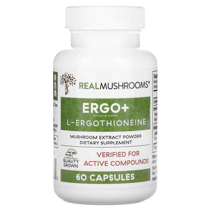 Real Mushrooms, ERGO + L-Ergothioneine, 60 Capsules