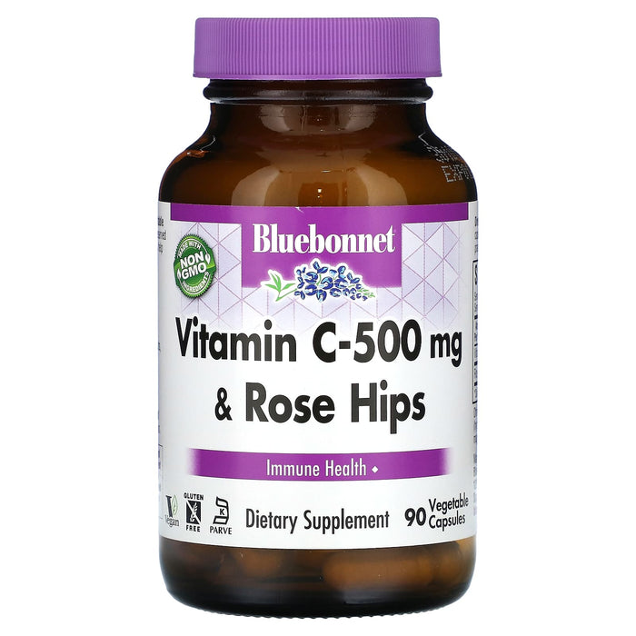 Bluebonnet Nutrition, Vitamin C-500 mg & Rose Hips , 90 Vegetable Capsules