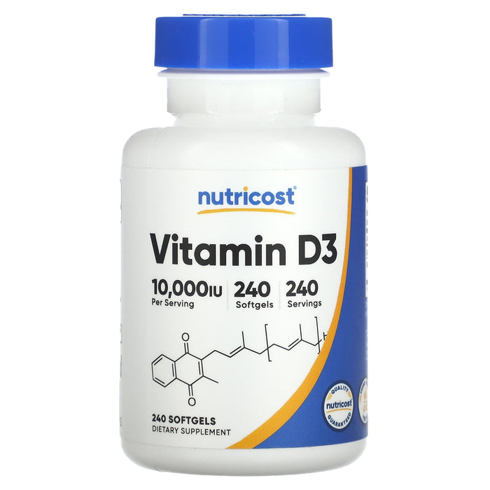 Nutricost, Vitamin D3, 10,000 IU, 240 Softgels