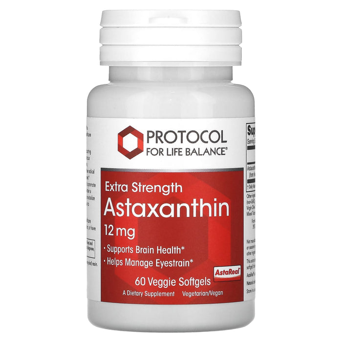 Protocol for Life Balance, Astaxanthin, Extra Strength, 12 mg, 60 Veggie Softgels