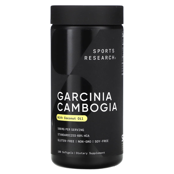 Sports Research, Garcinia Cambogia, With Coconut Oil, 500 mg, 180 Softgels