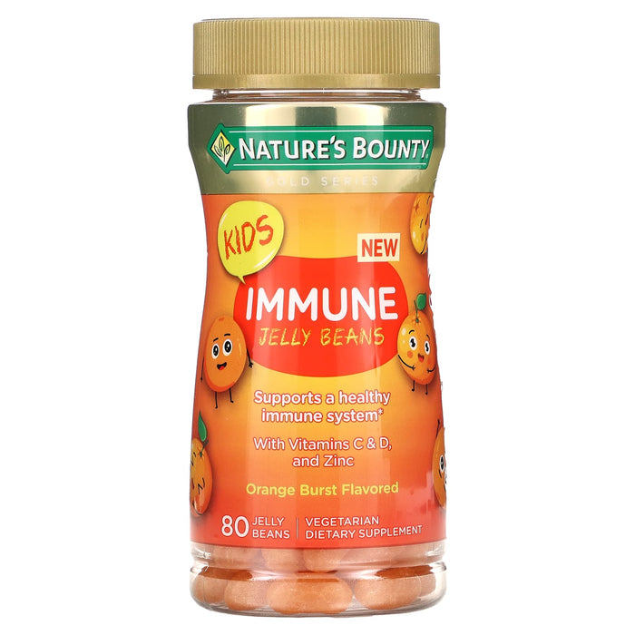 Nature's Bounty, Kid's Immune Jelly Beans, With Vitamins C & D, and Zinc, Orange, 80 Jelly Beans