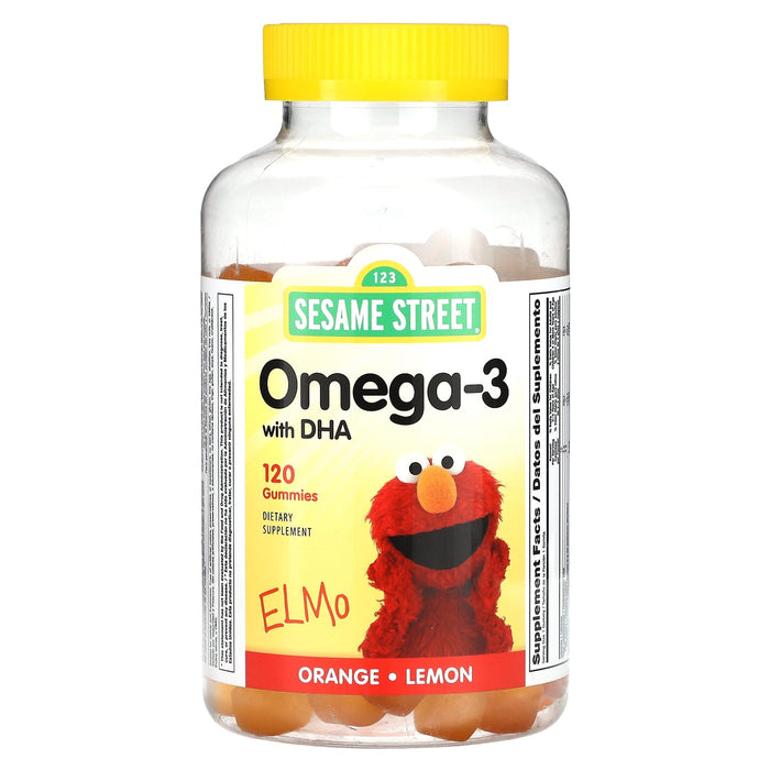 Webber Naturals, Sesame Street, Omega-3 with DHA Gummies, Orange, Lemon , 120 Gummies