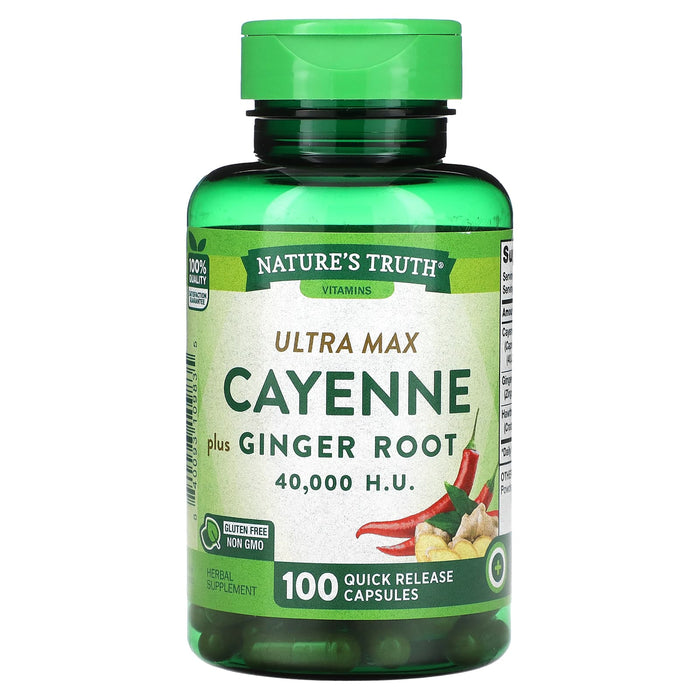 Nature's Truth, Vitamins, Ultra Max Cayenne Plus Ginger Root, 100 Quick Release Capsules