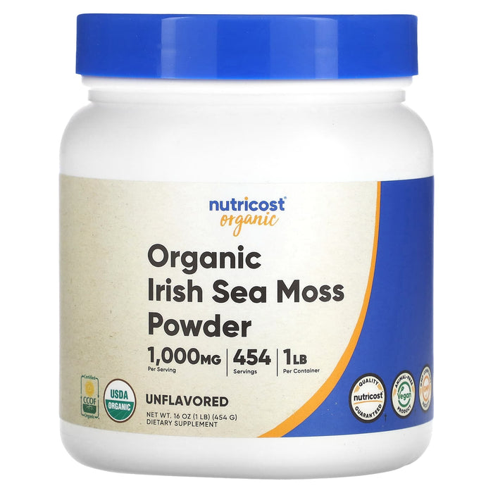 Nutricost, Organic Irish Sea Moss Powder, Unflavored, 1,000 mg, 1 lb, (454 g)