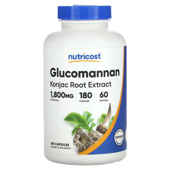 Nutricost, Glucomannan, Konjac Root Extract, 600 mg, 180 Capsules