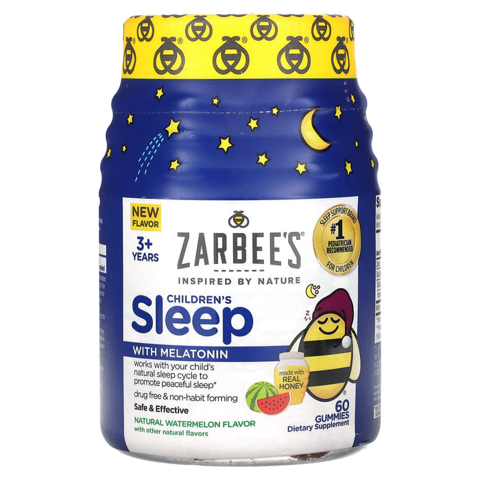 Zarbee's, Children's Sleep with Melatonin Gummies, 3+ Years, Natural Watermelon, 60 Gummies