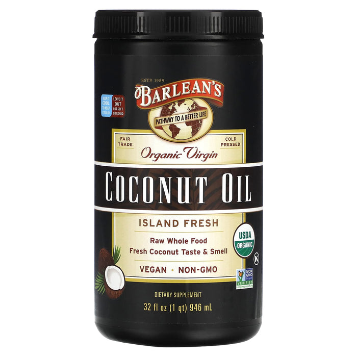 Barlean's, Organic Virgin Coconut Oil, Island Fresh, 32 fl oz (946 ml)