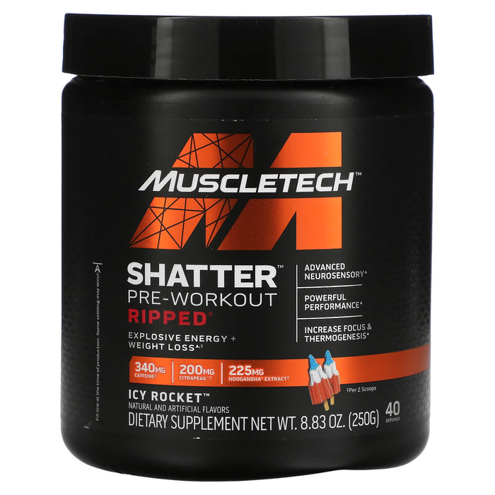 MuscleTech, Shatter Pre-Workout Ripped, Icy Rocket, 8.83 oz (250 g)