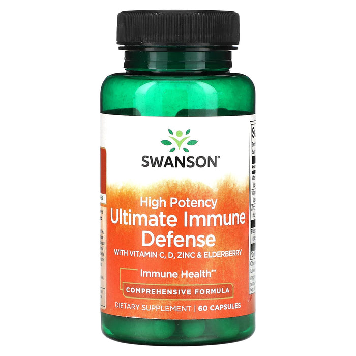 Swanson, High Potency Ultimate Immune Defense with C, D, Zinc & Elderberry, 60 Capsules
