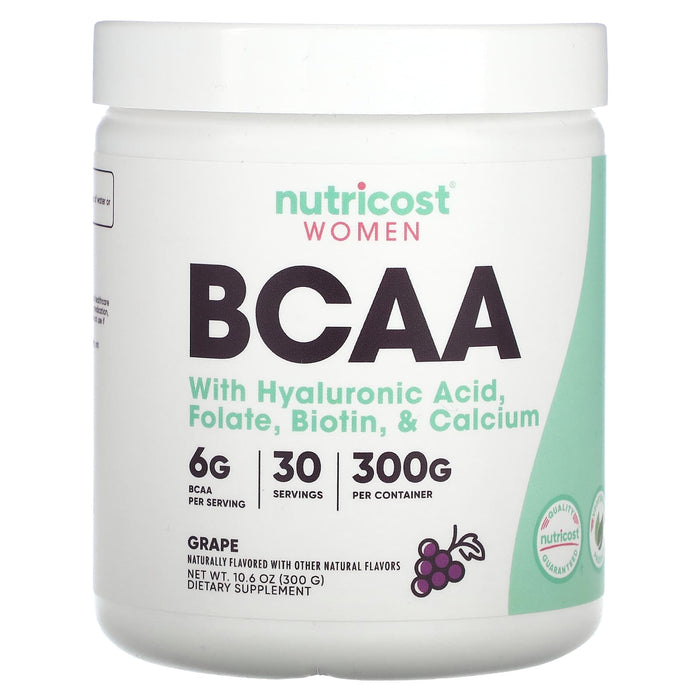 Nutricost, Women, BCAA with Hyaluronic Acid, Folate, Biotin, & Calcium, Grape, 10.6 oz (300 g)