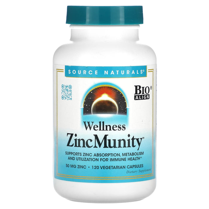 Source Naturals, Wellness ZincMunity, 50 mg, 120 Vegetarian Capsules