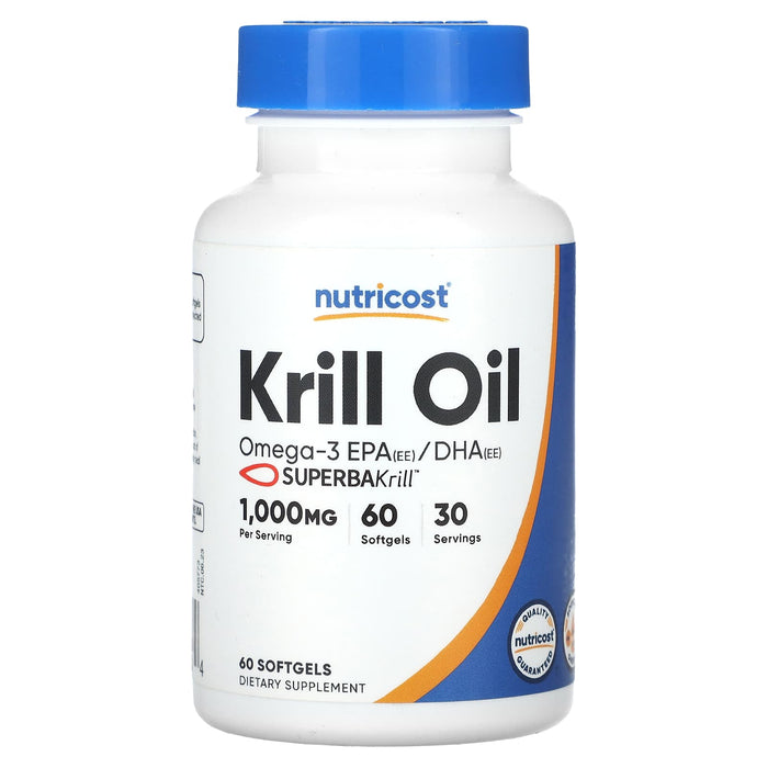 Nutricost, Krill Oil, 1,000 mg , 60 Softgels (500 mg per Softgel)