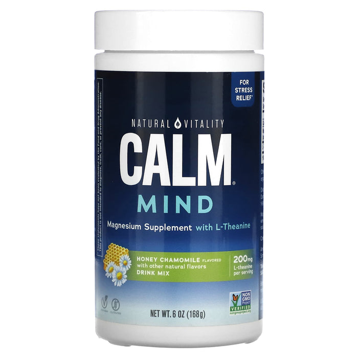 Natural Vitality, CALM Mind, Magnesium Supplement with L-Theanine Drink Mix, Honey Vanilla, 6 oz (168 g)