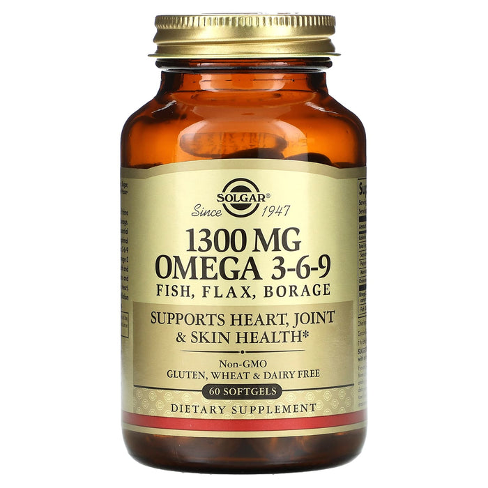 Solgar, Omega 3-6-9, Fish, Flax, Borage, 433 mg, 60 Softgels
