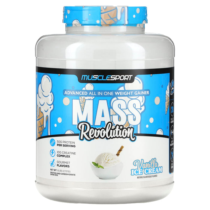 MuscleSport, Mass Revolution, Vanilla Ice Cream, 6 lbs (2,721 g)