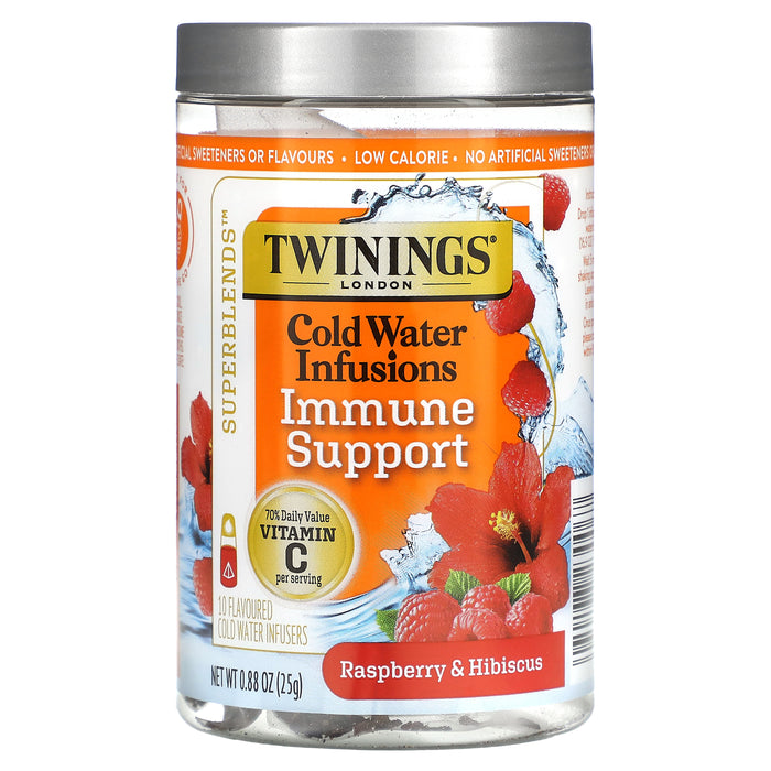 Twinings, Superblends, Cold Water Infusions, Probiotics+, Pineapple & Coconut, Caffeine Free, 10 Flavored Cold Water Infusers, 0.88 oz (25 g)
