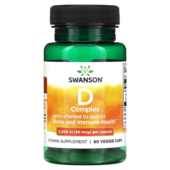 Swanson, D Complex With Vitamins D2 and D3, 2,000 IU (50 mcg) , 60 Veggie Caps