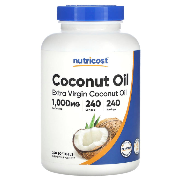 Nutricost, Extra Virgin Coconut Oil, 1,000 mg, 240 Capsules