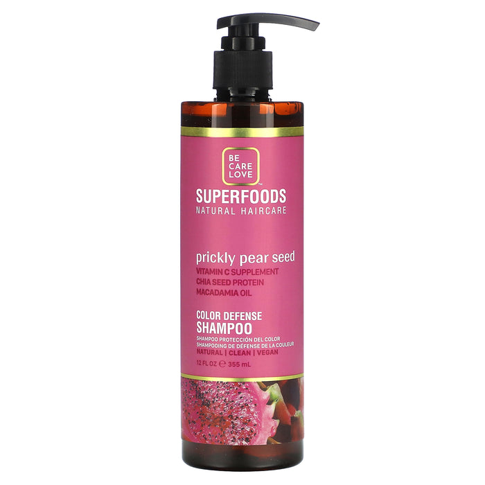 Be Care Love, Superfoods, Natural Haircare, Color Defense Shampoo, Prickly Pear Seed, 12 fl oz (355 ml)