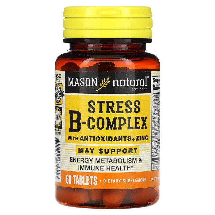 Mason Natural, Stress B-Complex with Antioxidants+Zinc, 60 Tablets