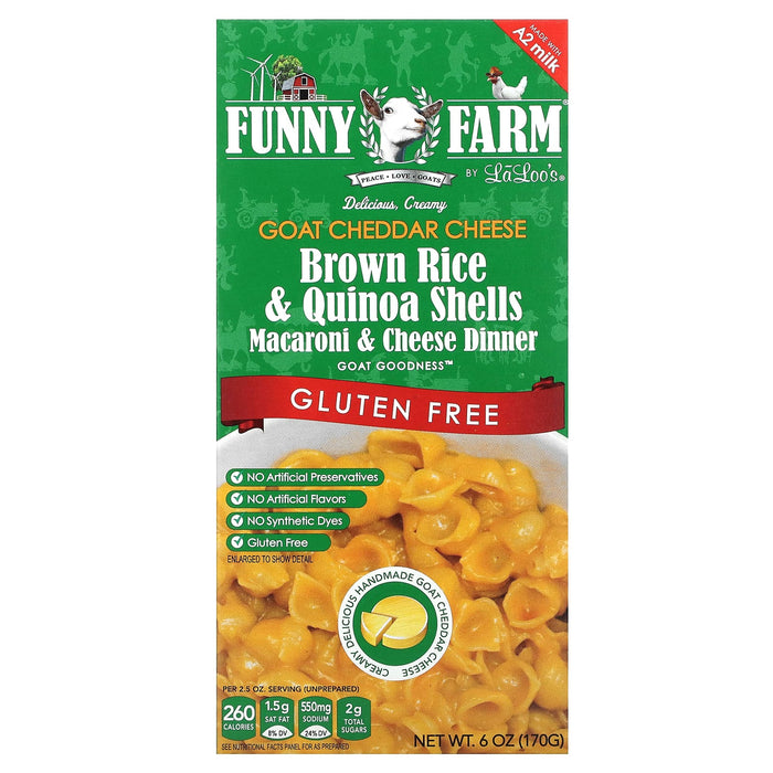 Funny Farm, Brown Rice & Quinoa Shells, Macaroni & Cheese Dinner, 6 oz (170 g)