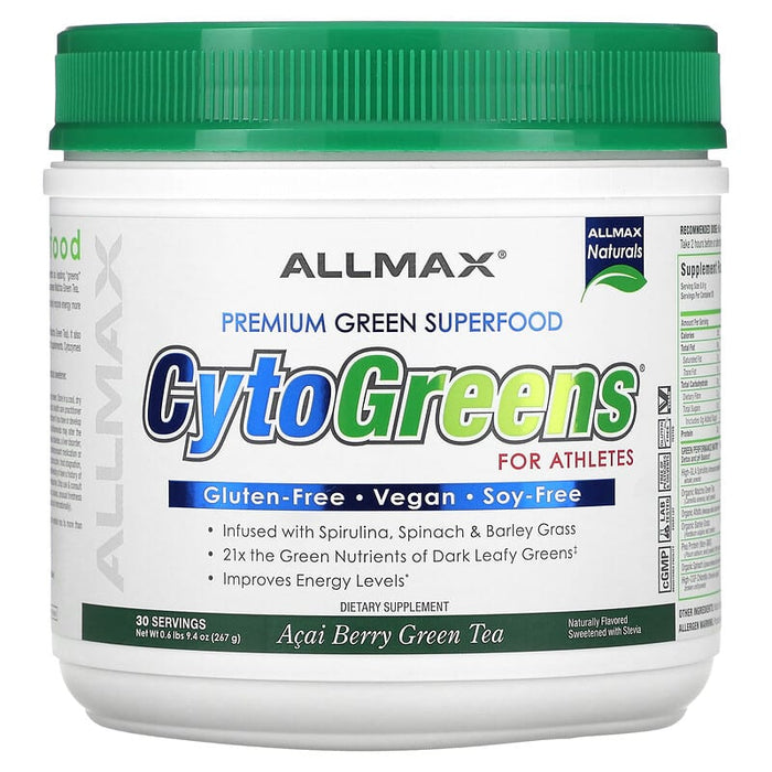 ALLMAX, CytoGreens For Athletes, Acai Berry Green Tea, 0.6 lbs (267 g)