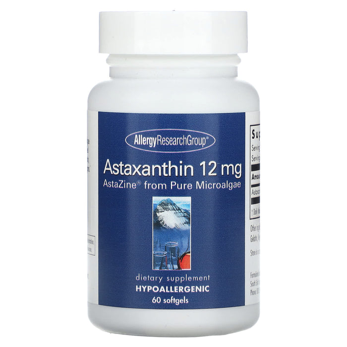 Allergy Research Group, Astaxanthin , AstaZine from Pure Microalgae, 12 mg, 60 softgels