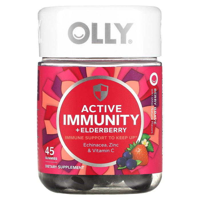 OLLY, Active Immunity + Elderberry, Berry Brave, 45 Gummies