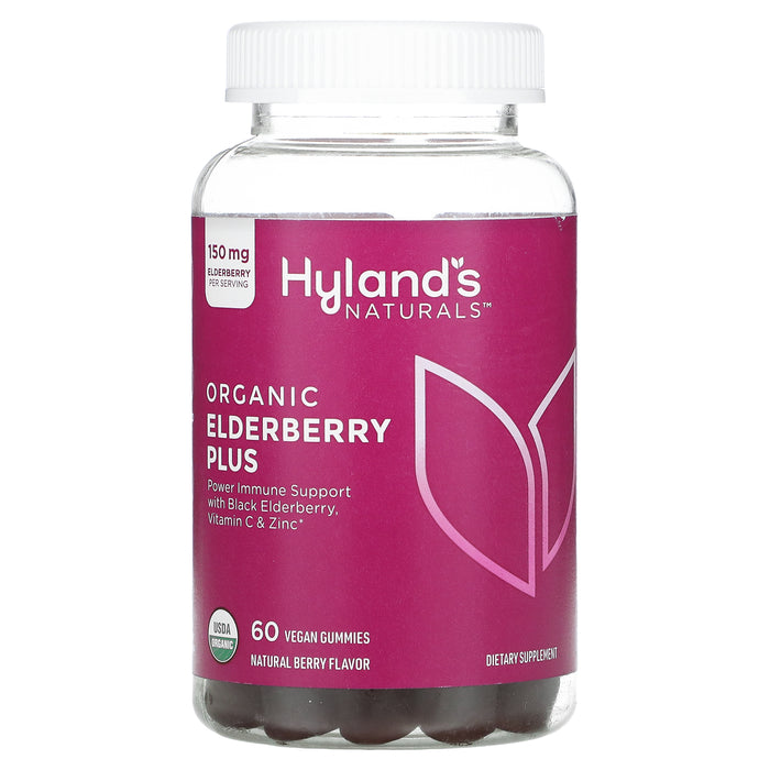 Hyland's Naturals, Organic Elderberry Plus Gummies, Natural Berry, 60 Vegan Gummies