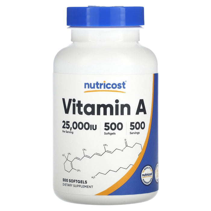 Nutricost, Vitamin A, 25,000 IU, 500 Softgels