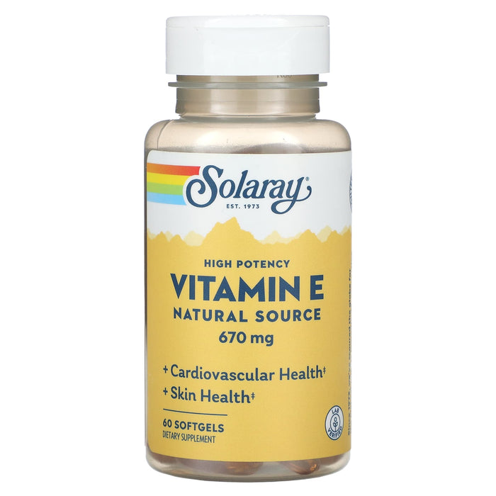 Solaray, Vitamin E, Natural Source, High Potency , 670 mg, 60 Softgels