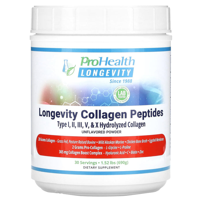 ProHealth Longevity, Longevity Collagen Peptides, Unflavored, 1.52 lbs (690 g)