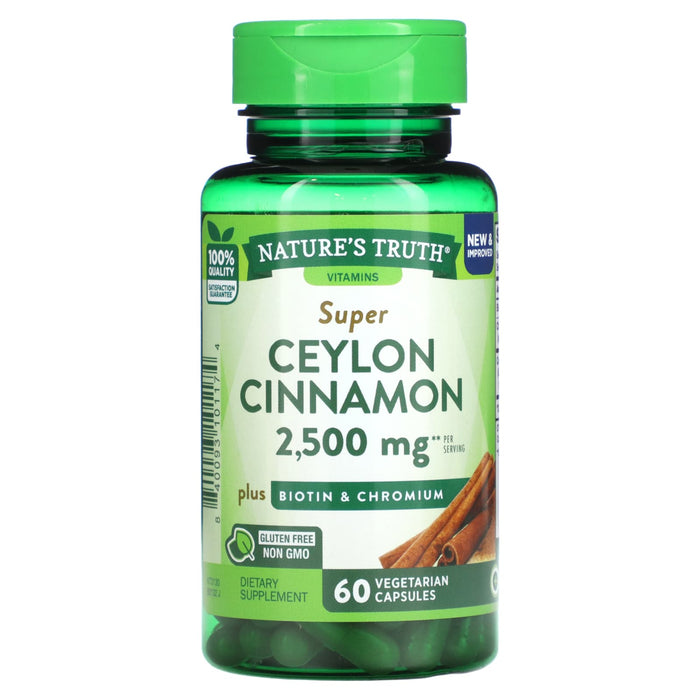 Nature's Truth, Super Ceylon Cinnamon, 1,250 mg, 60 Vegetarian Capsules