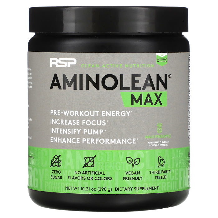 RSP Nutrition, AminoLean Max Pre-Workout Energy, Maui Pineapple, 10.21 oz (290 g)
