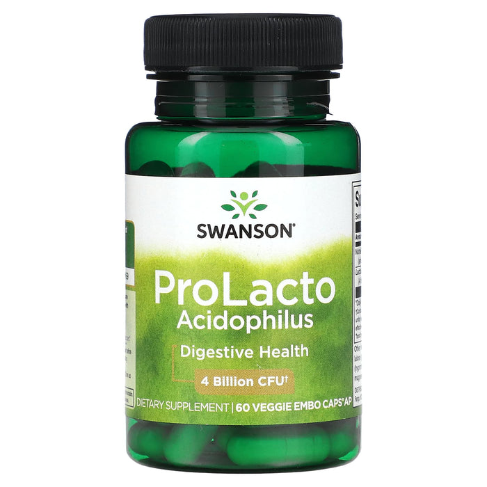 Swanson, ProLacto Acidophilus, 4 Billion CFU, 60 Veggie EMBO Caps