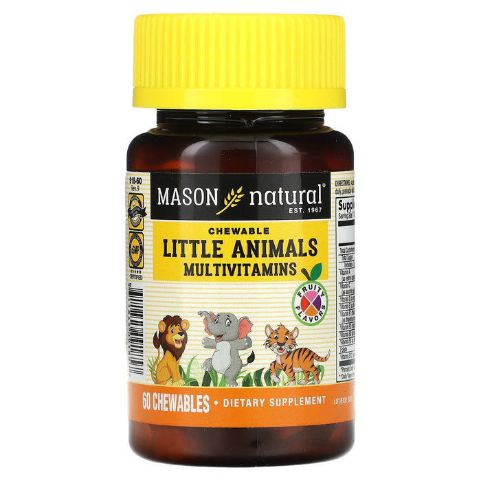 Mason Natural, Little Animals Multivitamins, Fruity, 60 Chewables