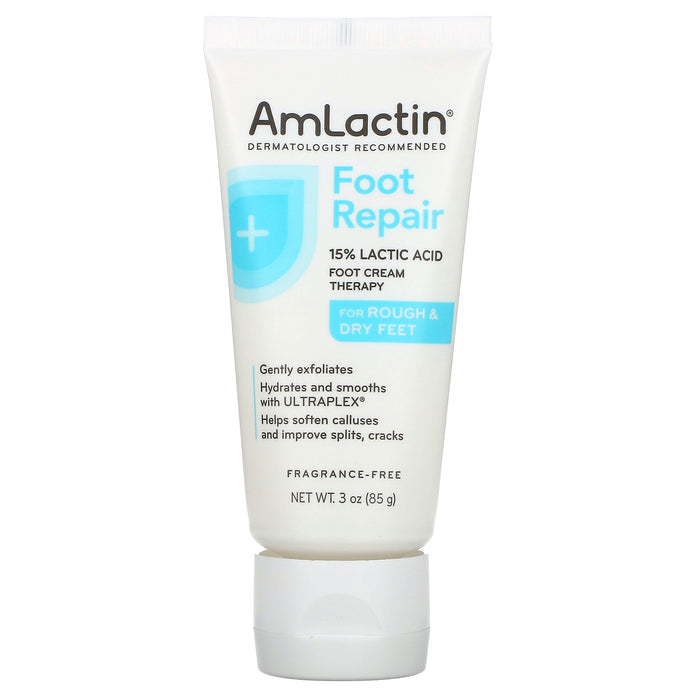 AmLactin, Foot Repair, For Rough & Dry Feet, Fragrance-Free, 3 oz (85 g)