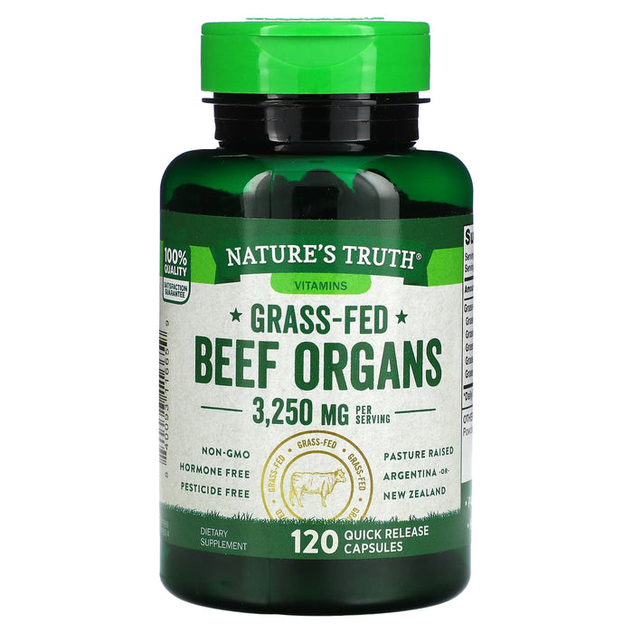 Nature's Truth, Grass-Fed Beef Organs, 650 mg, 120 Quick Release Capsules