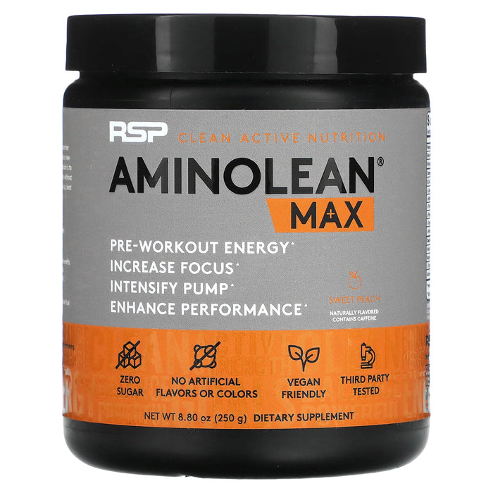 RSP Nutrition, AminoLean Max Pre-Workout Energy, Passion Fruit Punch, 8.92 oz (253 g) (Discontinued Item)