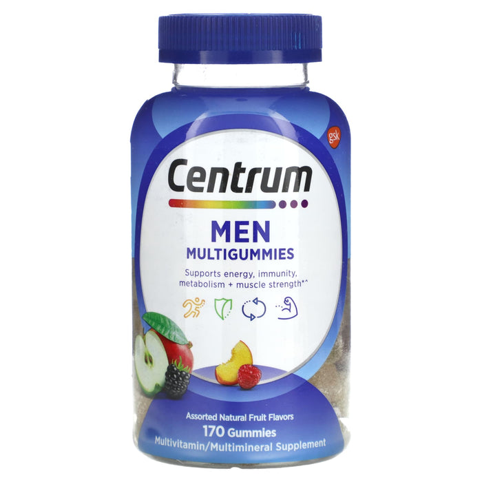 Centrum, Men Multigummies, Assorted Natural Fruit, 170 Gummies